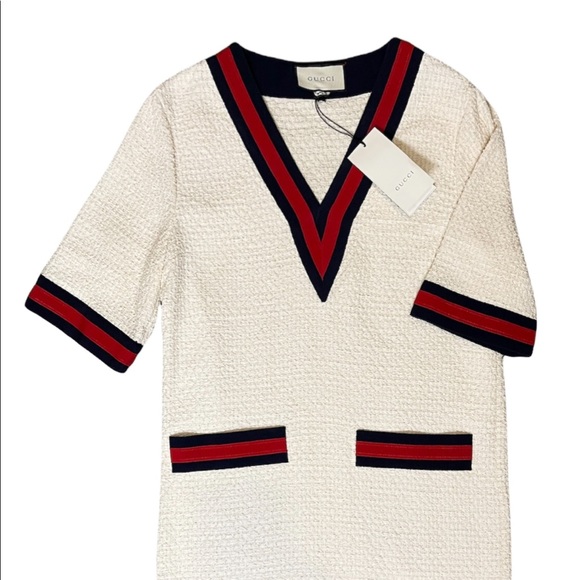 Gucci Web Ivory Light Tweed Gardenia Casual Dress - Picture 2 of 13